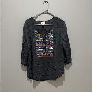 Women's Black Embroidered Top